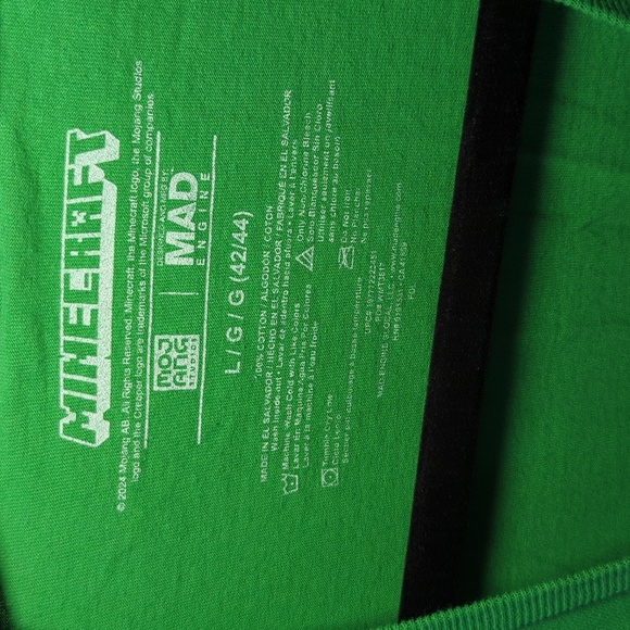 MAD Engine Vibrant Green Minecraft Graphic Tee T-Shirt 100% Cotton Men's Size L - Picture 2 of 4
